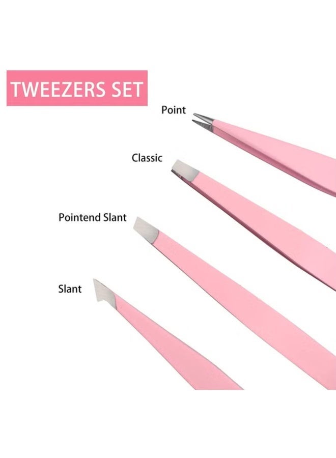 Eyebrows Tweezers Set, 4 Pcs Hair Remover Stainless Steel Precision Remover Kit for Facial Hair, Inward Growing Hair and Splinter - Image 4